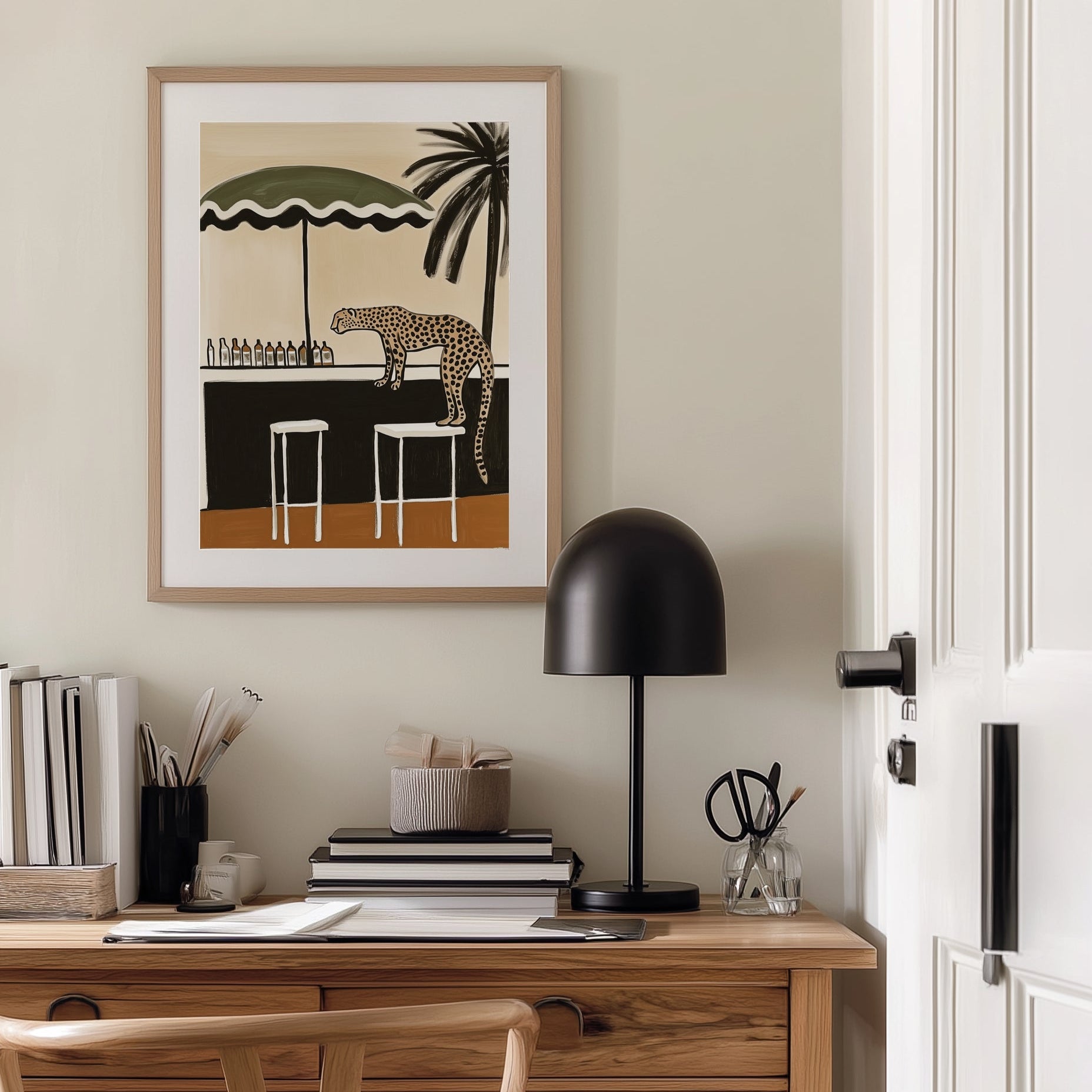 Happy Hour in the Wild | Cheetah Bar Scene Art Print