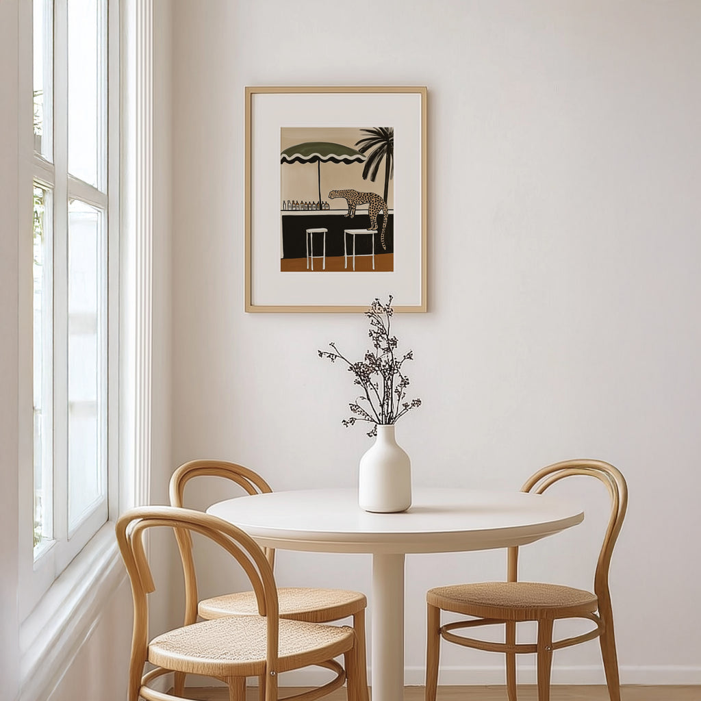 Happy Hour in the Wild | Cheetah Bar Scene Art Print