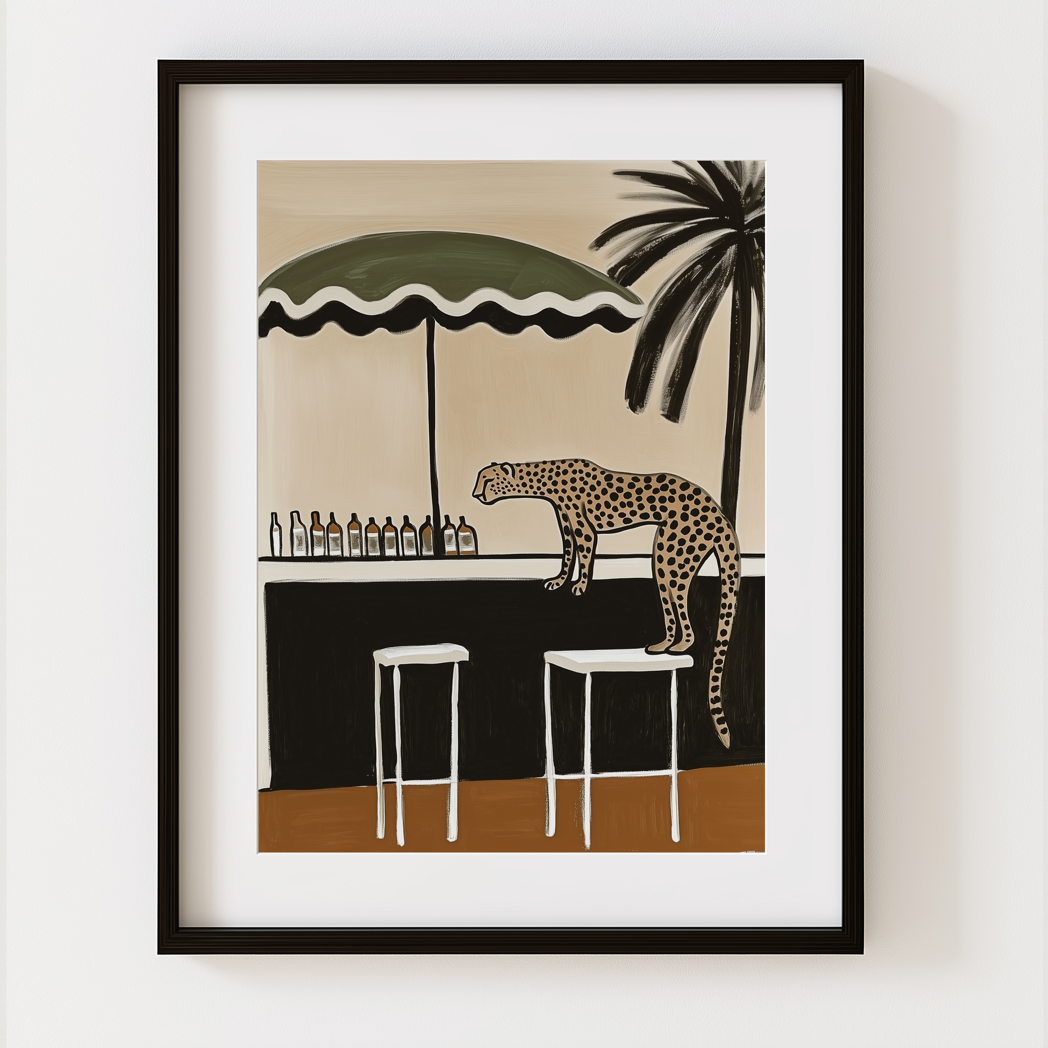Happy Hour in the Wild | Cheetah Bar Scene Art Print
