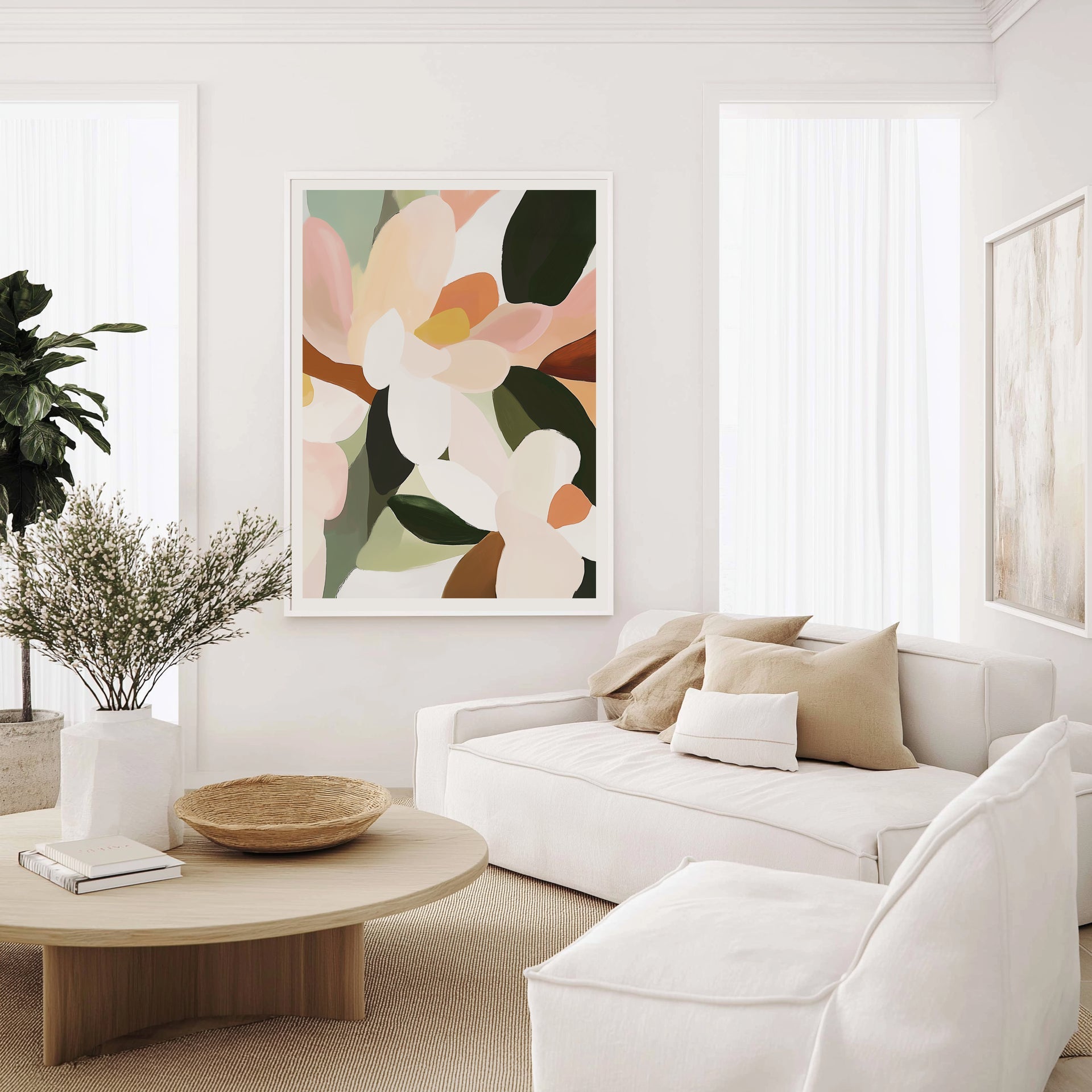 Abstract Magnolia Floral Premium Art Print