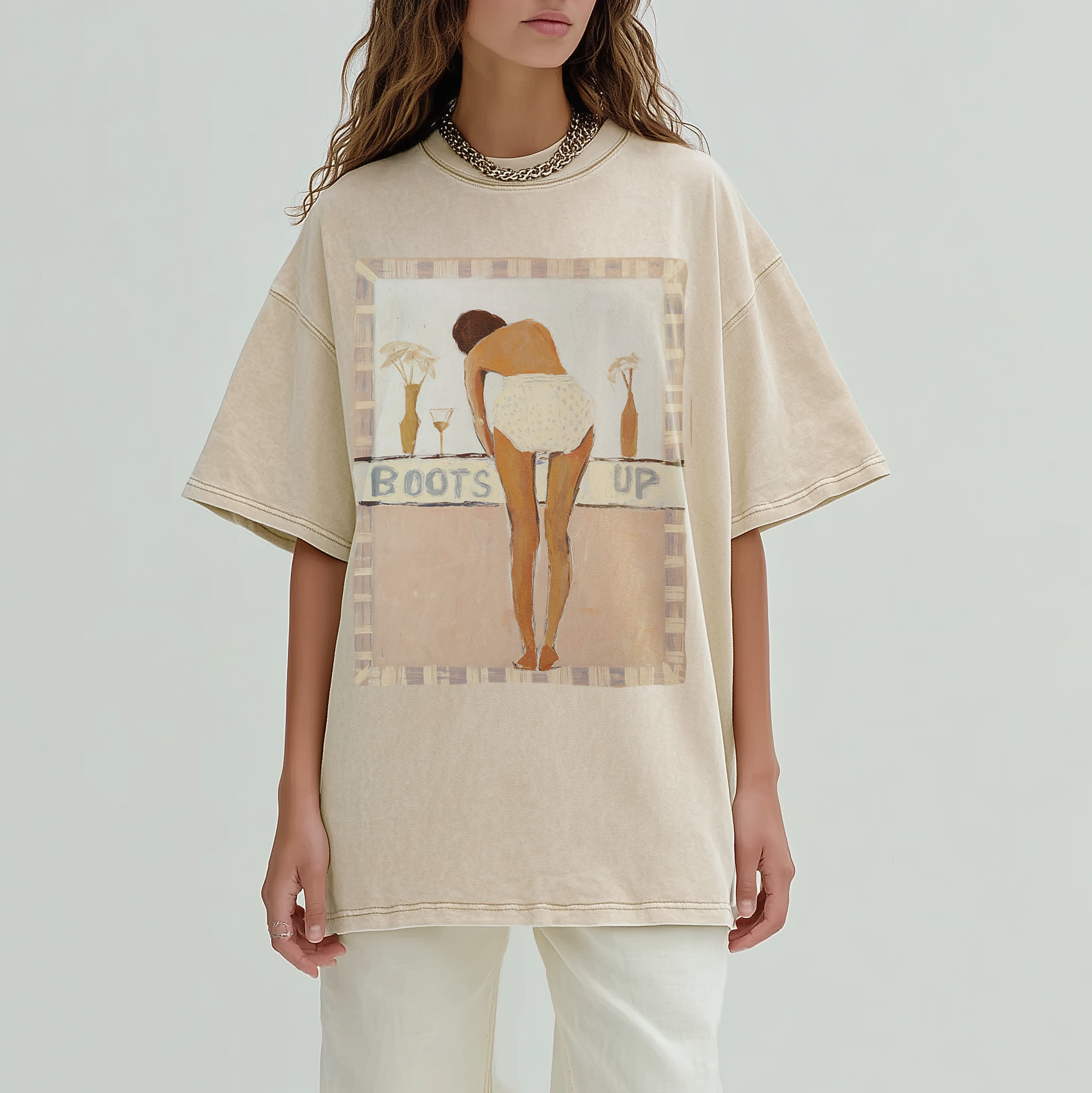 Boots Up Art T-shirt-  Oversized Vintage Tee
