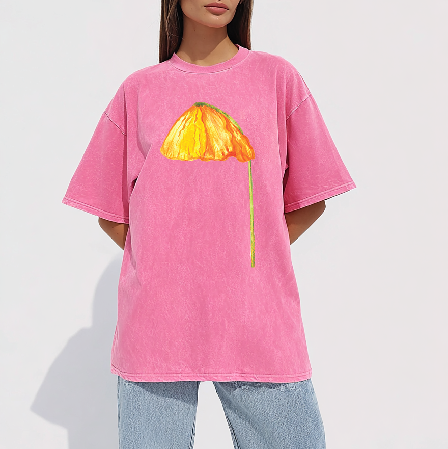 Poppy Art Tee - Enzyme Washed Heavyweight T-Shirt