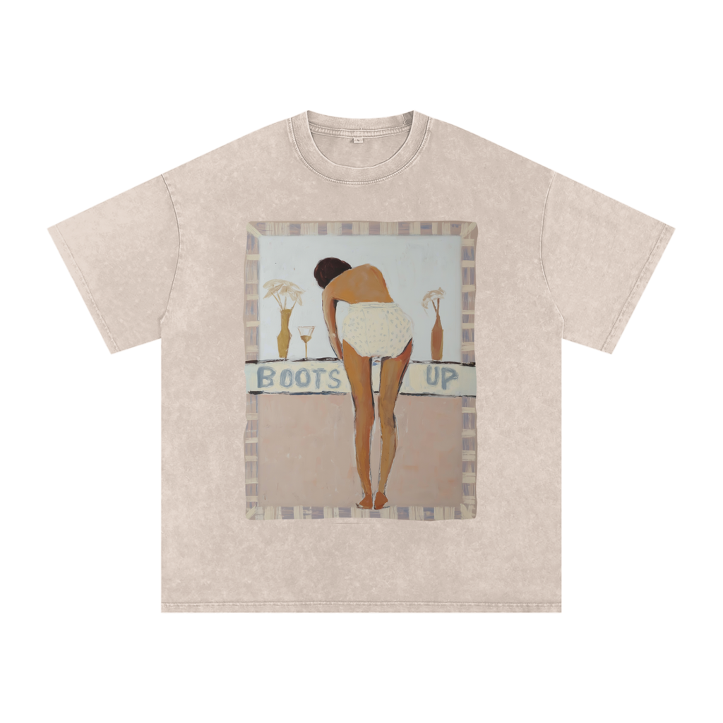 womens t-shirts,fashion tees,vintage art print,heavyweight tshirt,enzyme washed,retro graphic print,neutral tone t-shirt,cool t-shirt,premium t-shirts,one of a kind