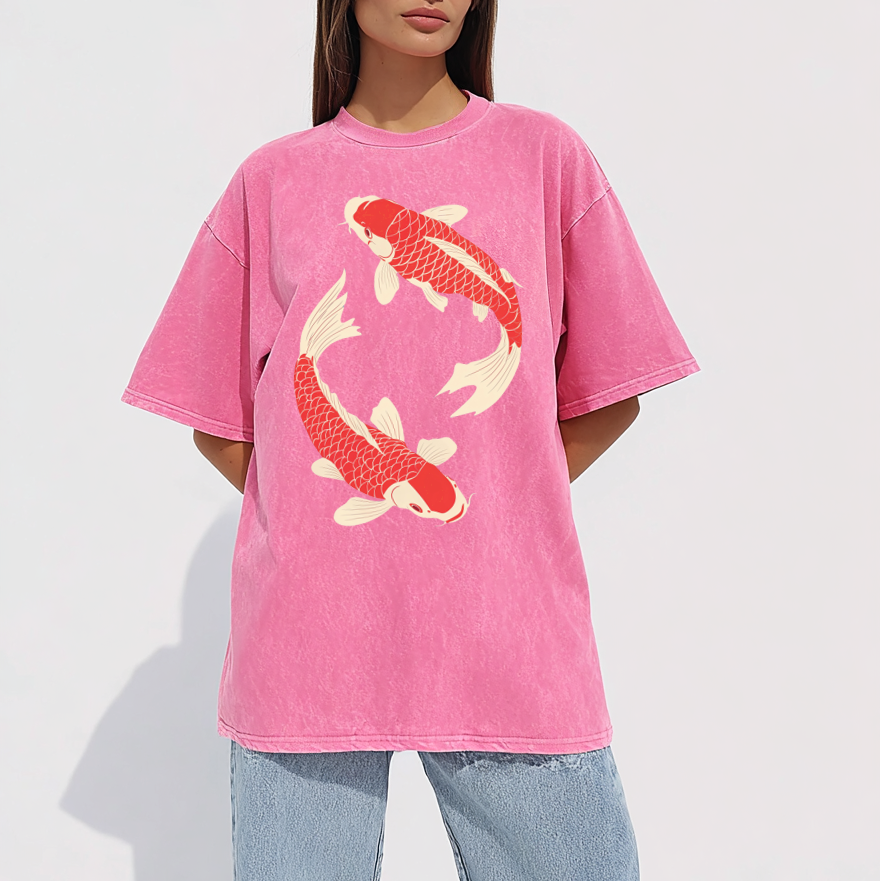 Koi Fish Japanese Art Tee – Vintage Heavyweight T-Shirt