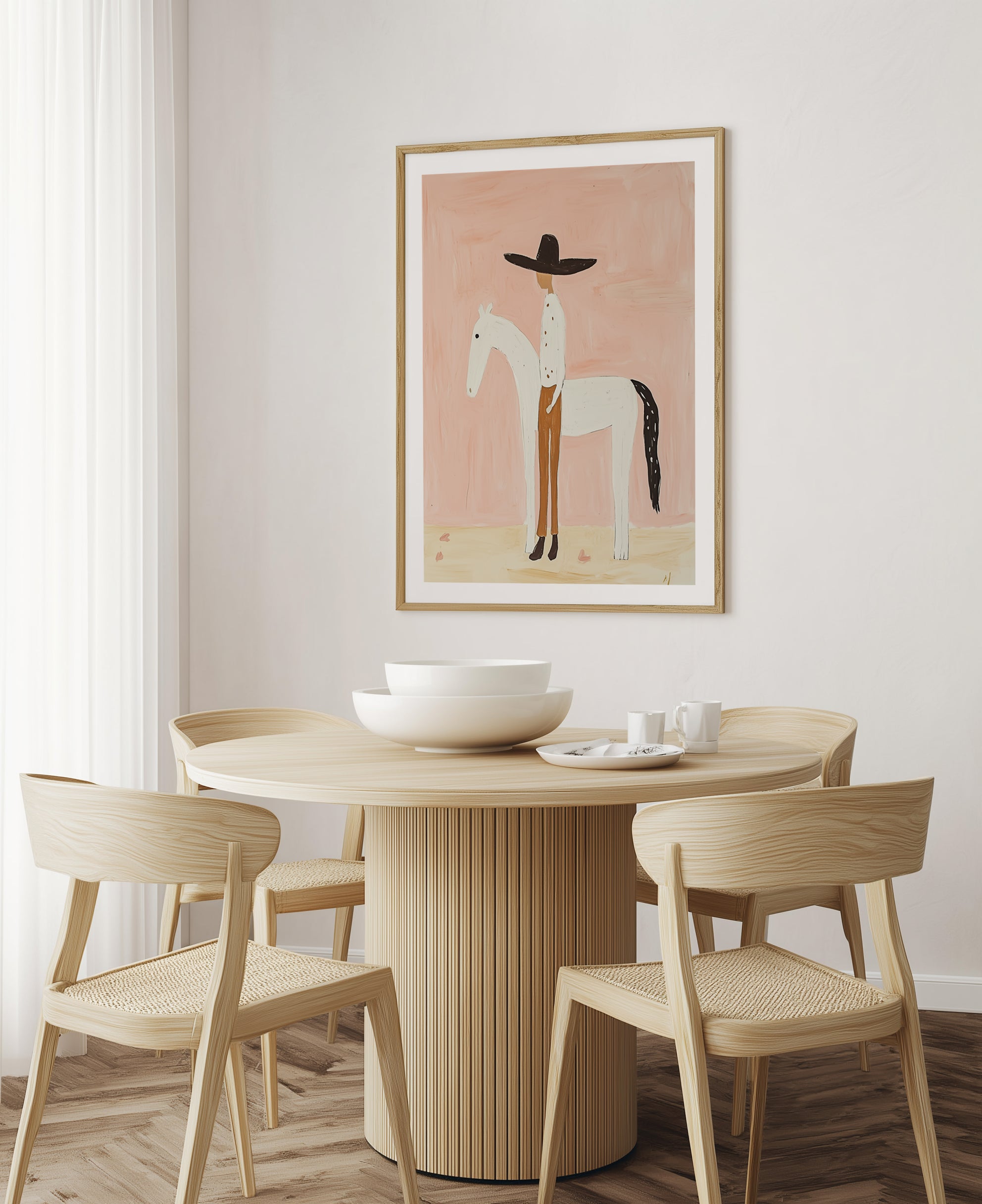 Cowboy and Horse Art Print: Minimalist Western Art Print